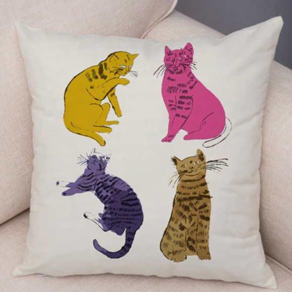 4 Kitties graphic pillow cushion cover Hidden zipper soft fabric - Picture 2 of 5